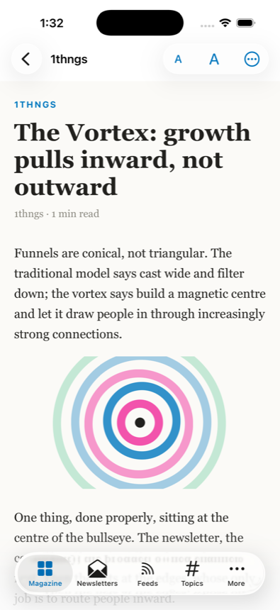 Zined's reader: a newsletter issue set in Literata with a clean serif headline